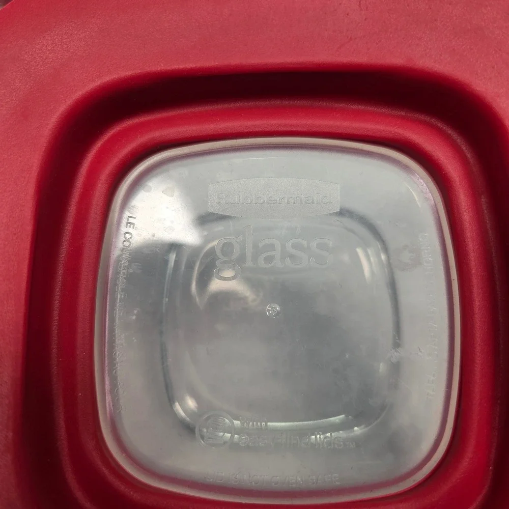 Rubbermaid Glass Food Storage Containers Set 6pc Red Easy Find Lids Mixed Sizes